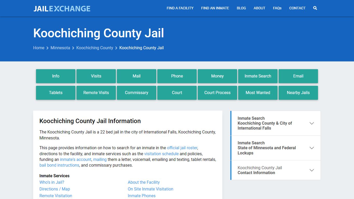 Koochiching County Jail, MN Inmate Search, Information
